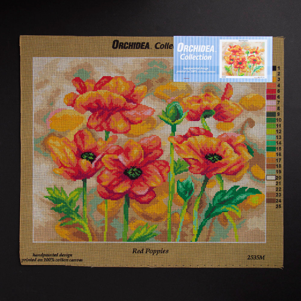 ORCHİDEA 40 x 50 cm Kırmızı Gelincikler Baskılı Goblen 2535M